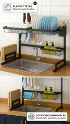 Escurridor Secaplatos Mtl De 65cm Color Negro Ideal Para Organizar Utensilios En La Cocina Hogar Y Bacha Diseño Moderno Y Duradero Facil De Montar Y