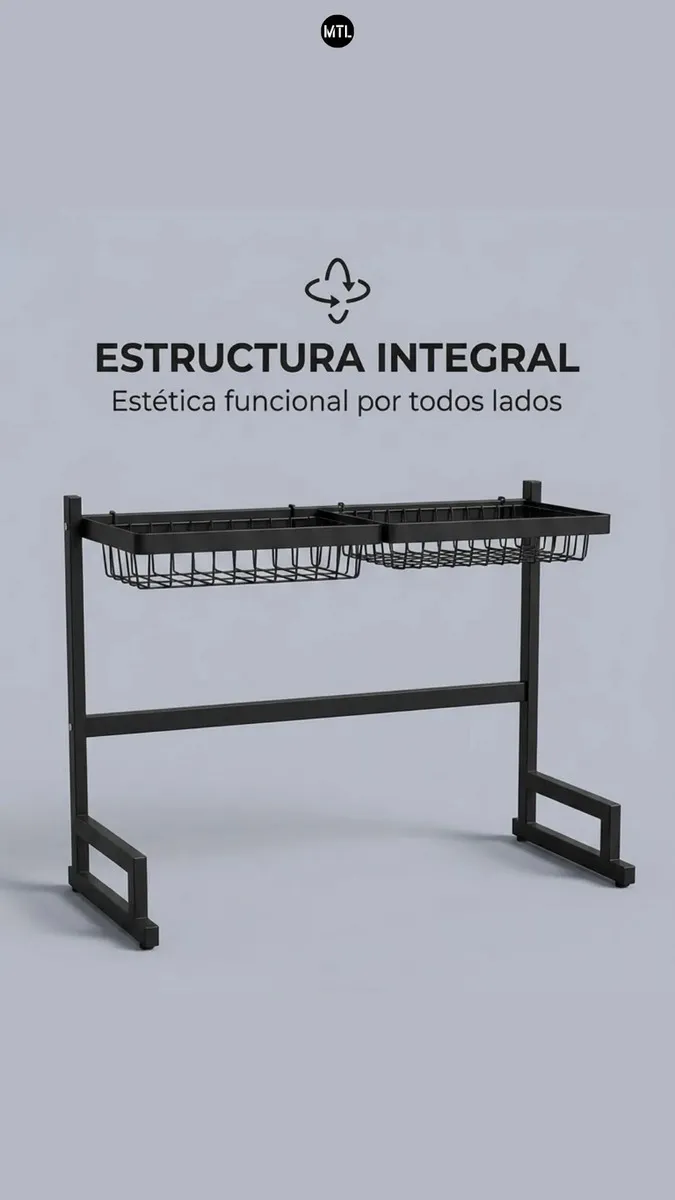 Escurridor Secaplatos Mtl De 65cm Color Negro Ideal Para Organizar Utensilios En La Cocina Hogar Y Bacha Diseño Moderno Y Duradero Facil De Montar Y