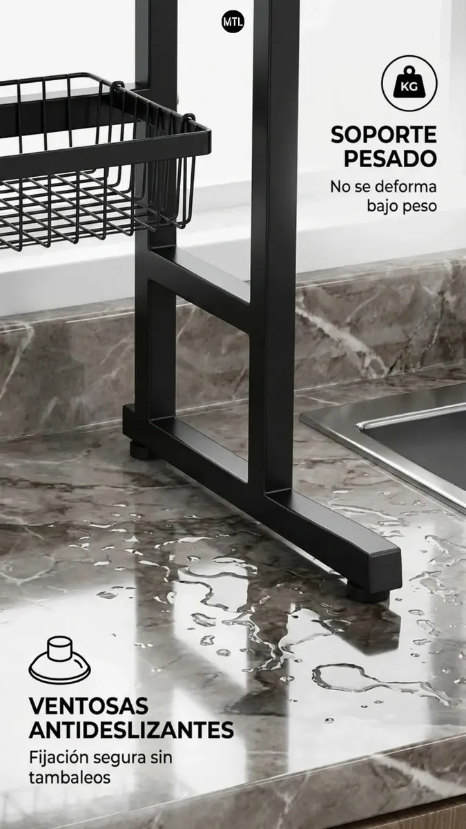 Escurridor Secaplatos Mtl De 65cm Color Negro Ideal Para Organizar Utensilios En La Cocina Hogar Y Bacha Diseño Moderno Y Duradero Facil De Montar Y