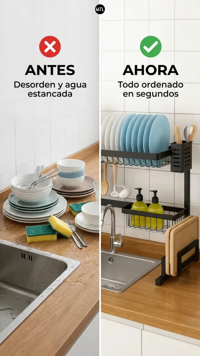 Escurridor Secaplatos Mtl De 65cm Color Negro Ideal Para Organizar Utensilios En La Cocina Hogar Y Bacha Diseño Moderno Y Duradero Facil De Montar Y