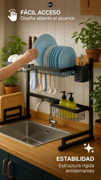 Escurridor Secaplatos Mtl De 65cm Color Negro Ideal Para Organizar Utensilios En La Cocina Hogar Y Bacha Diseño Moderno Y Duradero Facil De Montar Y